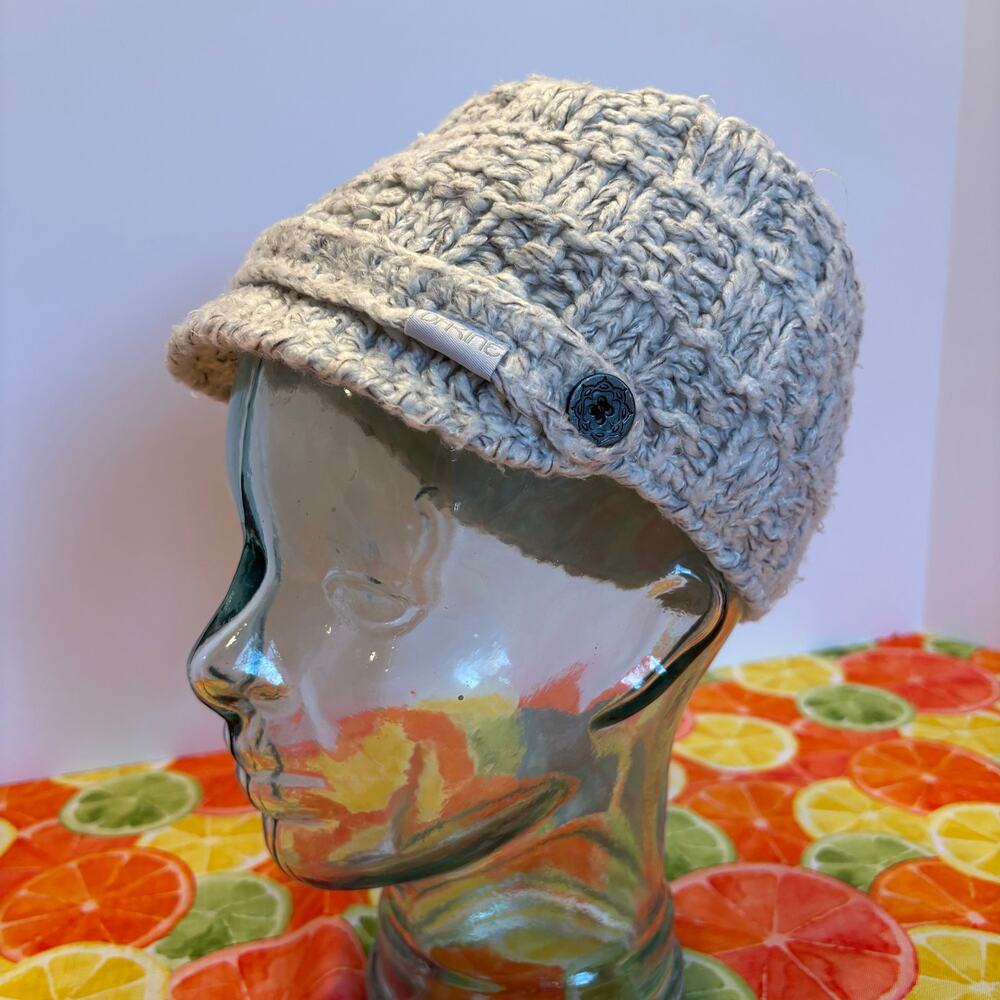 Dakine Marled Grey Chunky Knit Newsboy Cabbie Cap OS